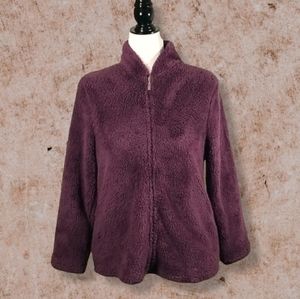 Carole Hochman Fuzzy Zipped Sweater Size S
